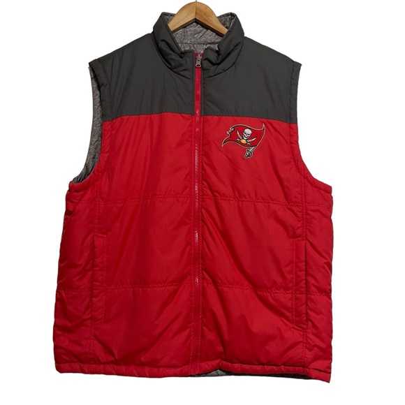 NFL Tampa Bay Buccaneers Reversible Zip Up Puffer Vest Red Gray Mens 2XL - Picture 1 of 9